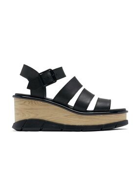 Sorel Black Strappy Wedge Sandals